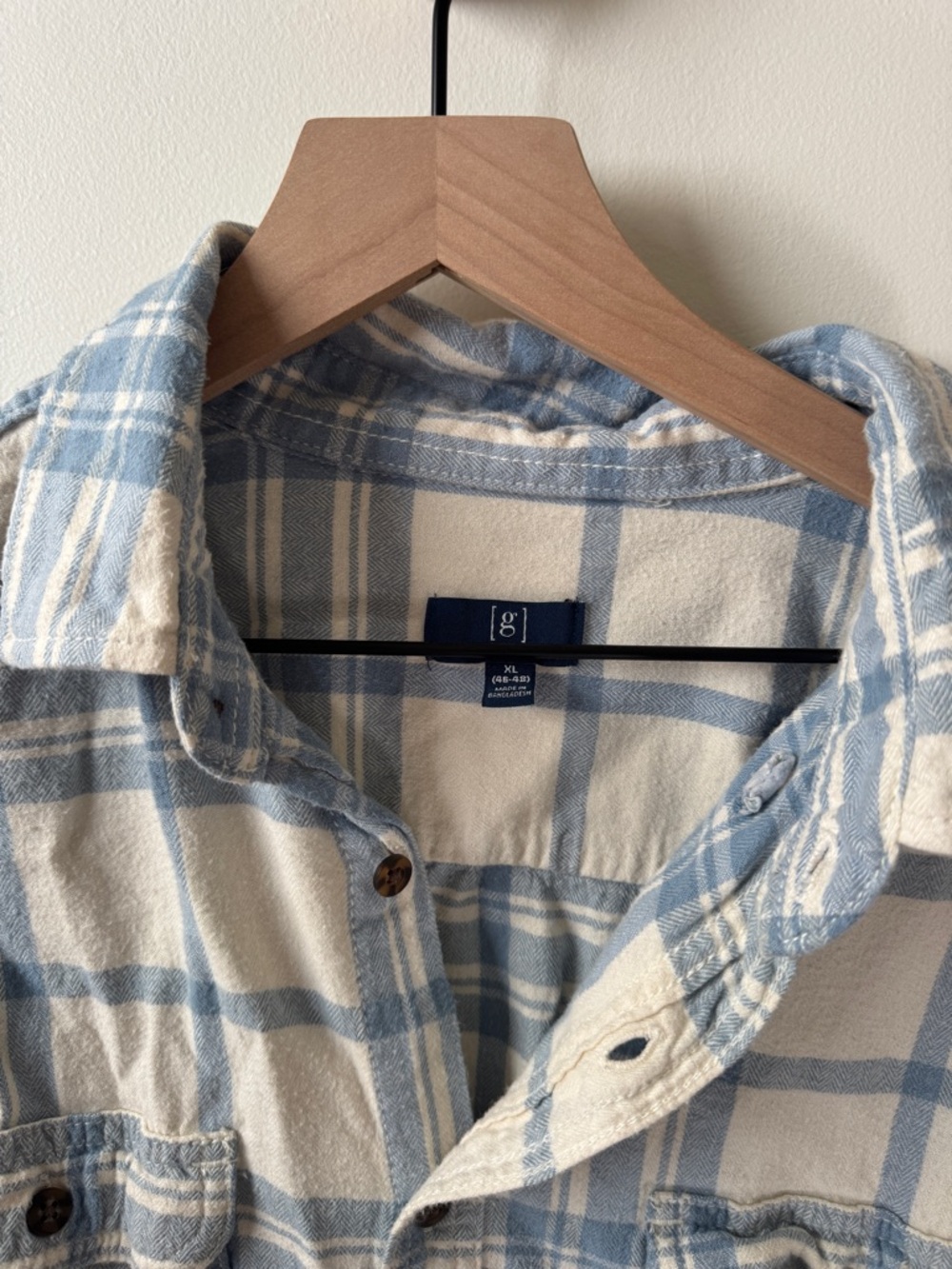 XL Blue & White Plaid Oversized Button-Up Shirt - Picture 2 of 6
